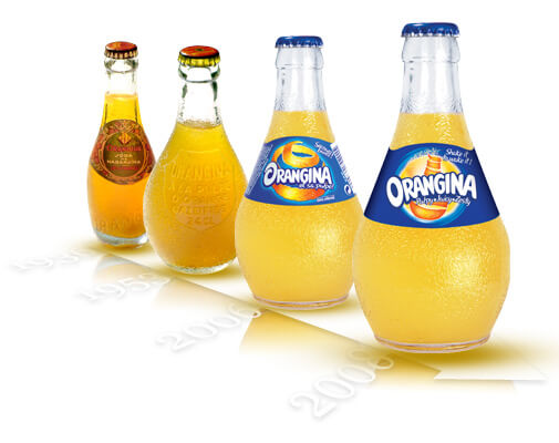 Orangina bottles through the years