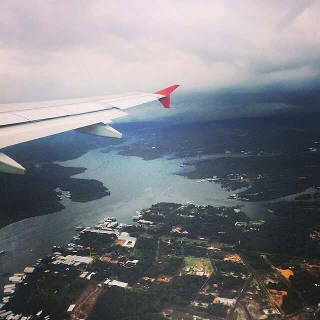 rural Brazil from outside a plane window