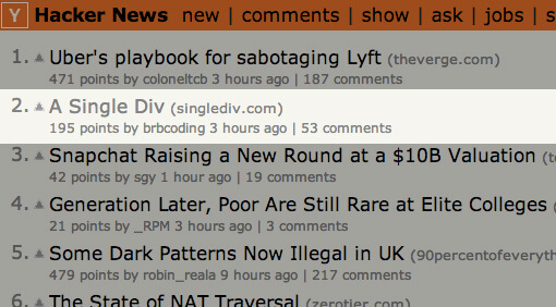 A Single Div at #2 on Hacker News
