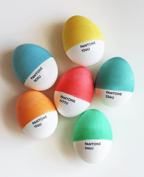 Easter eggs painted like Pantone color swatches