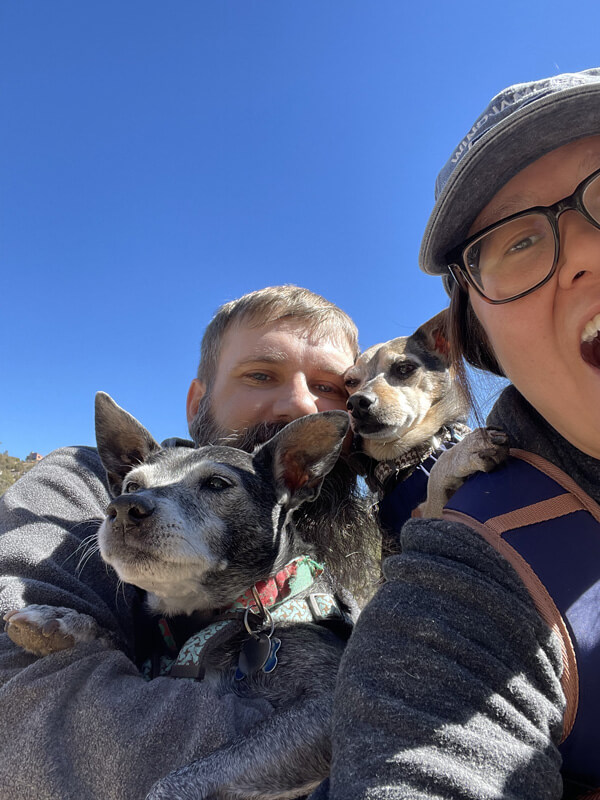 Lynn and Clay selfie with the pups