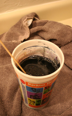 mixed dye in a cup