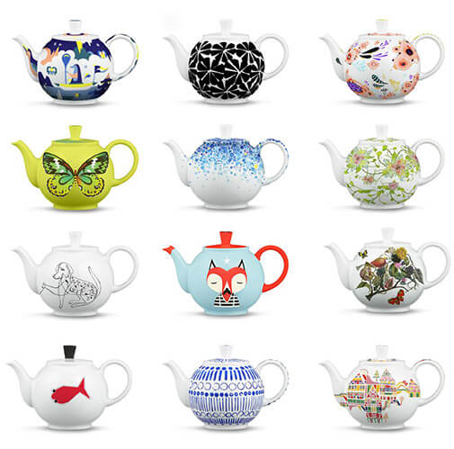 a grid of fun teapots