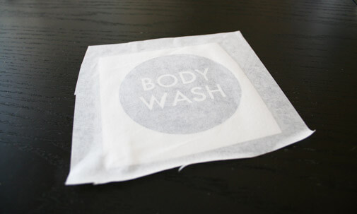 body wash label ready for application