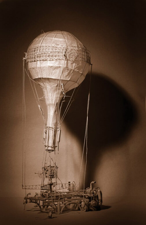 cardboard steampunk hot air balloon machine