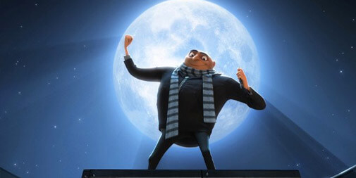 Gru in front of the moon