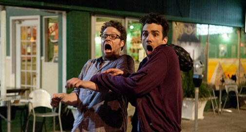 Seth Rogen and Jay Baruchel screaming