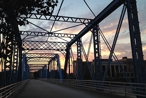 a bridge at sunset