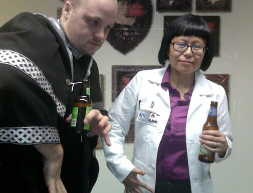 me dressed as Dr. Park with my friend Jake