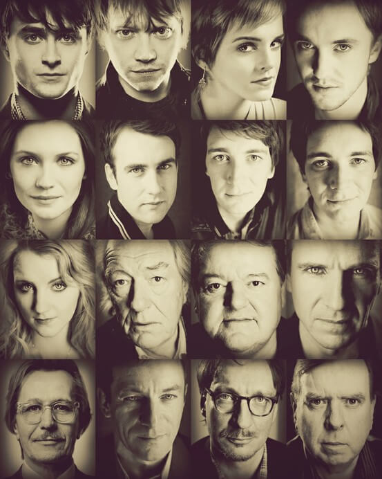 portaits of the cast of Harry Potter