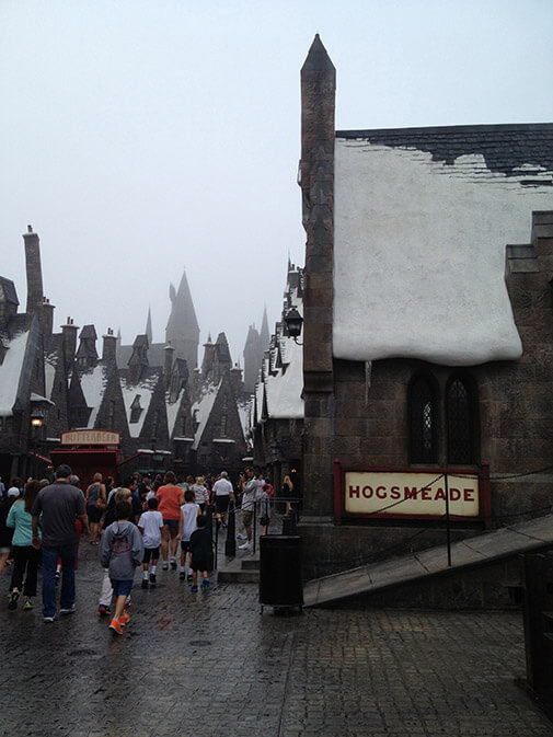 snowy rooftops of Hogsmeade