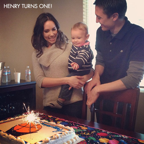Steve, Vanessa, and Henry light up his birthday cake