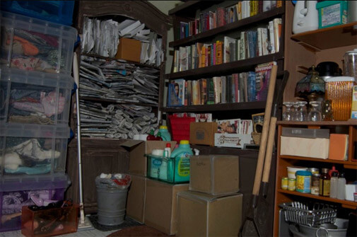 doll-sized cluttered garage