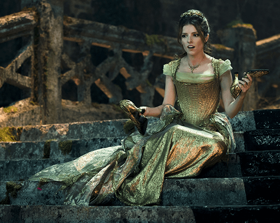 Anna Kendrick as Cinderella in a beautiful gold gown