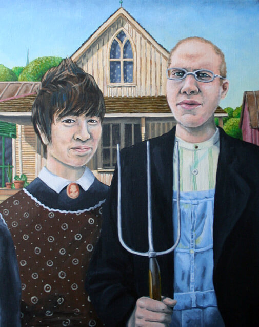 portrait of my friends Naomi and Ben as American Gothic