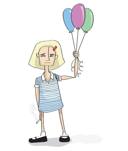 Margot Tenenbaum holding some balloons