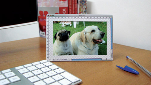 a photo frame that resembles the Photoshop interface