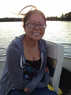 Lynn on a boat