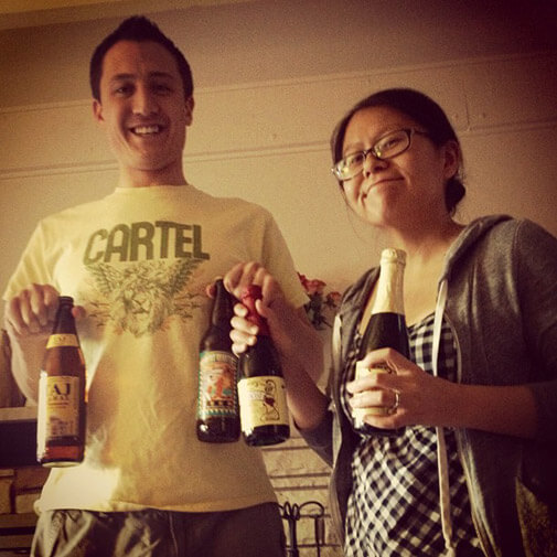 Steve and Lynn with some beverages