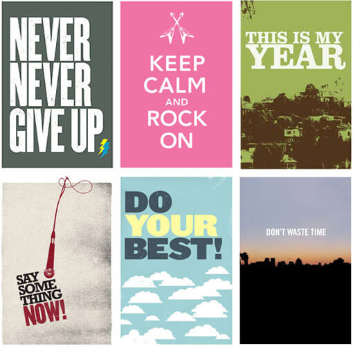 posters with phrases like “Never never give up” and “Do your best!”