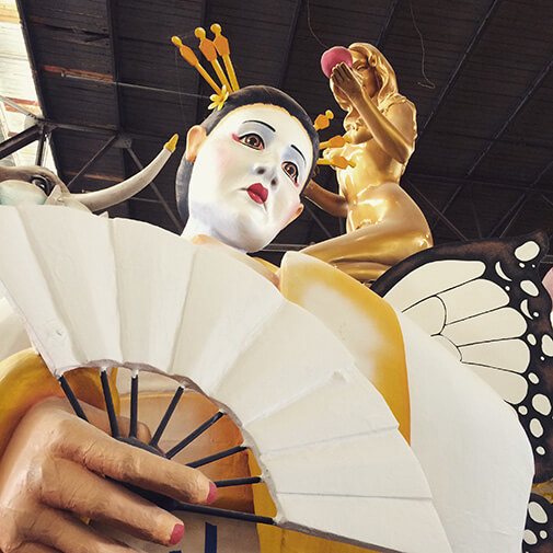 giant geisha parade float