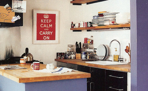 kitchen with a Keep Calm and Carry On print