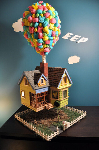 peeps diorama of the balloon house from Up