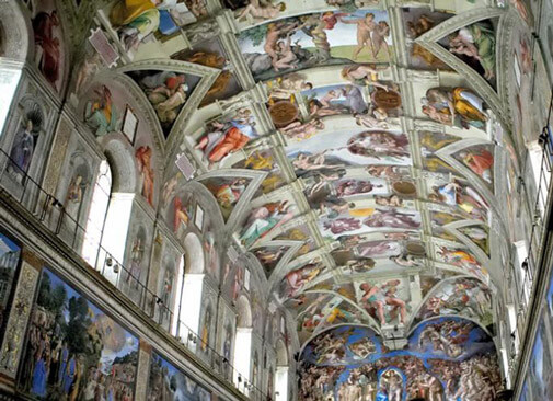 the ceiling of the Sistine Chapel