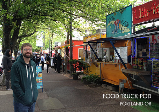 Clay at a food truck pod in Portland
