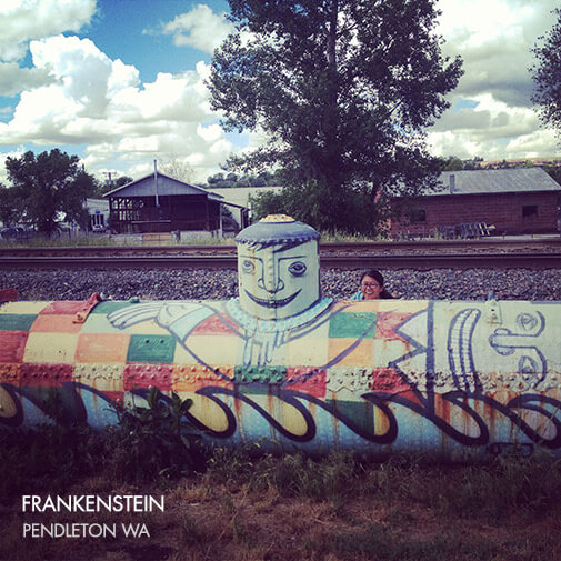 Frankenstein painted tank in Pendleton, WA