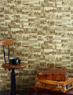 wallpaper covered in vintage photographs