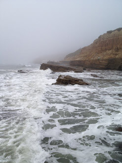 waves hit the rocks at Point Loma