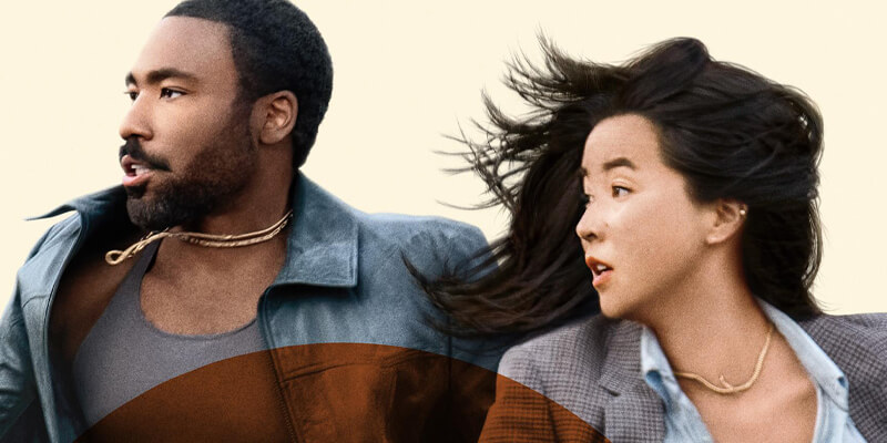 Donald Glover and Maya Erskine running