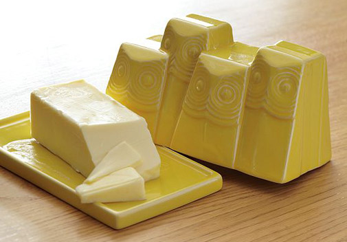 butter dish made of geometric owls
