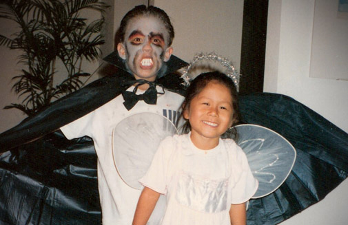 me and Steve as kids on Halloween